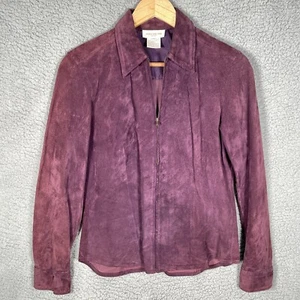 Jones New York giacca donna viola melanzana scamosciata zip TG 4 RARA trovare SPEDIZIONE VELOCE - Foto 1 di 9