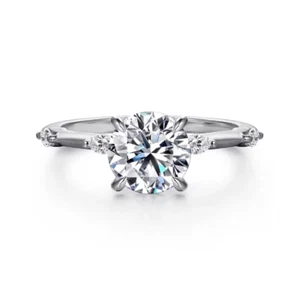 Alianza de diamantes redondos de oro blanco de 18 k creada en laboratorio de 1,65 quilates con certificación IGI - Imagen 1 de 13