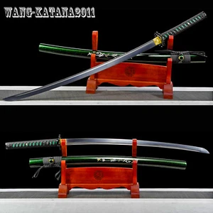 Green Katana T10 Carbon Steel Japanese Samurai Functional Sharp Combating Sword - Picture 1 of 15