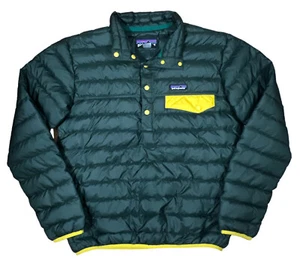 PATAGONIA snap t goose down pullover puffy jacket GREEN puffer mens SMALL - Picture 1 of 8