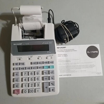 Sharp Electronic Printing Calculator EL-1750PIII With Manuel Tested And Works - Image 1 of 4
