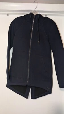 Abrigo Betsey Johnson Performance XS azul marino con capucha y cremallera Foto 1 de 4