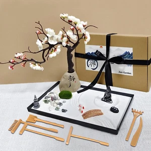 Zen Garden,Kit Da Giardino Giapponese Zen per Scrivania,Mini Tavolo Zen Sand Gar - Foto 1 di 12