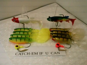 12 piece BASS KIT 2 soft jigs 2 jig w/willow blades -refill-CATCH-EM IF-U-CAN - Picture 1 of 5