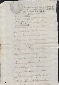 E6125 SANTO DOMINGO  ESPAÑA DOMINICANA REVENUE SEALLED PAPER 1720-21 s. 1715 4to - Picture 1 of 2