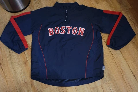 Boston Red Sox Blue Majestic Baseball Pullover Jacket men's size-Large New Cover