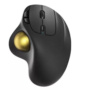 Nulea M501 Wireless Ergonomic Trackball Mouse USB-C Rechargeable Black Gold - Picture 1 of 7