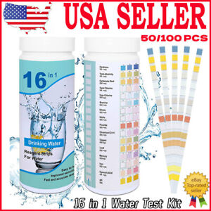 100pcs 16 in 1 Drinking Water Test Kit Strips, Home Water Quality Test for Tap