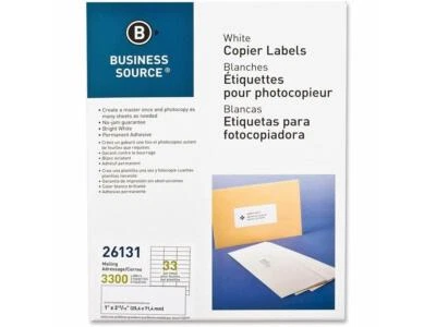 Business Source Mailing Labels 1"x2-3/4" 3300/PK White 26131 - Image 1 of 4