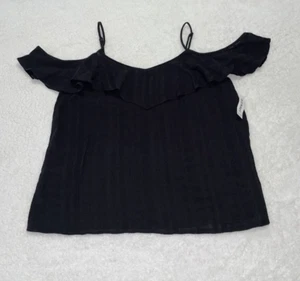 Top sin mangas Old Navy negro con volantes fuera del hombro talla grande nuevo - Imagen 1 de 11