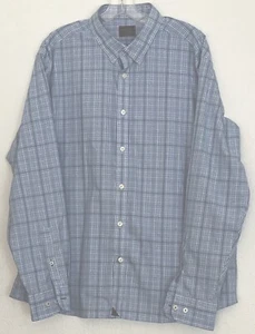 Untuckit Shirt Mens XL Blue Plaid Regular Long Sleeve Pocket Wrinkle Free Cotton - Picture 1 of 7