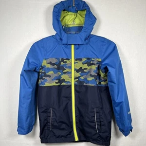 Lily & Dan Coat Jacket Boy YM Youth Medium Blue Green Camo Hooded Jersey Lined Q - Picture 1 of 8