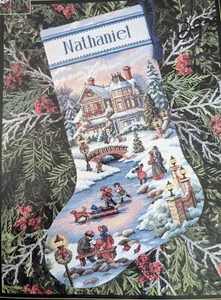 Dimensiones Dorado Invierno Crepúsculo Medias Kit Punto de Cruz 8666 Navidad - Imagen 1 de 7