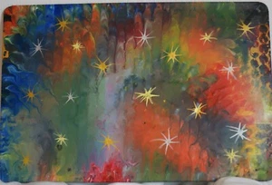 Bild Stars Bunt Acrylpouring auf Metallschild , abstrakt, handgemalt, Unikat, - Bild 1 von 6