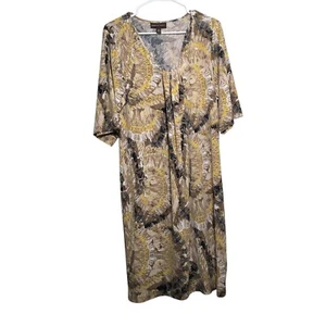 Dana Buchman Dress Women's Medium Colorful V-Neck Short Sleeve Twist Shift - Picture 1 of 9