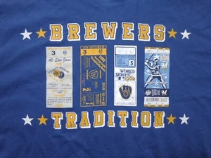 Vintage Milwaukee Brewers Cooperstown Ticket Stubs T- Shirt RARE COLOR ! - Picture 1 of 5