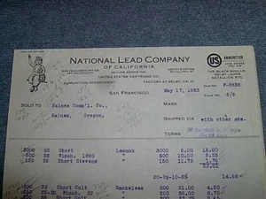 1923 NATIONAL LEAD CO. OF CALIFORNIA 17. MAI 1923 - Bild 1 von 1