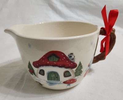 Holiday Time Gnome Mushroom House Bird 2 Qt Batter Mixing Bowl  Baking Christmas - Image 1 of 4