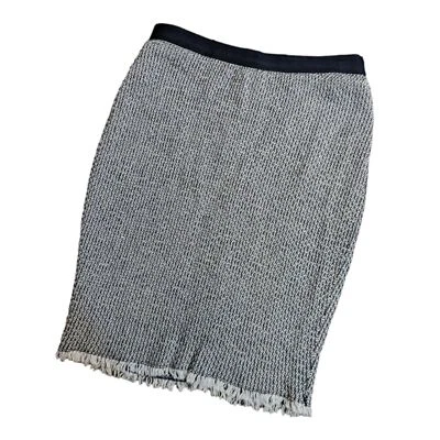 Falda Lápiz Baily 44 Mezcla de Lino Tweed Tejida Falda Diáspora Negra Blanca Talla S Foto 1 de 4