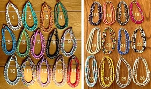 BoHo Glass Bead 3 Pc Anklet Set GORGEOUS Colors Stretchy Nylon w/ Lobster Clasp - Picture 1 of 6