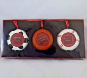 Set of 3 Sports Ball Christmas Ornament Frames Soccer Baseball Basketball - Picture 1 of 6