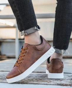 Fashion Men's PU Leather Casual Shoes Summer Comfortable Flats Shoe Sneakers New - Picture 1 of 26
