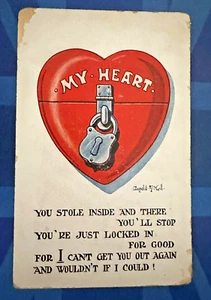 Candado de Colección Donald McGill Cómic Postal 1914 MI CORAZÓN Nº A 1015 - Imagen 1 de 2