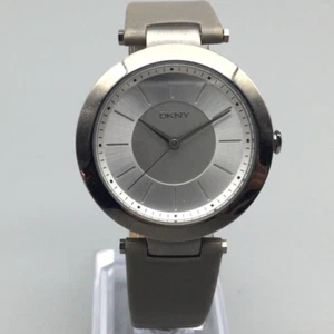DKNY Watch Women 36mm Silver Tone NY-2460 Gray Leather Band New Battery - Picture 1 of 16