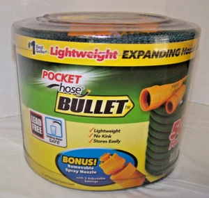 Pocket Hose Bullet Expanding Tangle & Kink Resistant w/spray nozzle, 50 ft. - Picture 1 of 3