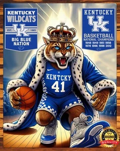 Kentucky Wildcats - Big Blue Nation - Reino Unido - Firmado por artista - Letrero de metal 11 x 14 - Imagen 1 de 4