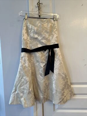 Jessica McClintock Formal Dress Ivory Black Bow NWOT Size 7/8 - Image 1 of 4