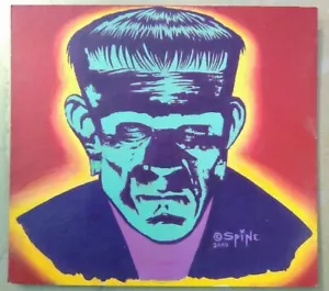 Original Kunst von Spine Horror Monster Comic Hot Rod Punk Frankenstein 9,5" x 10,5 - Bild 1 von 2