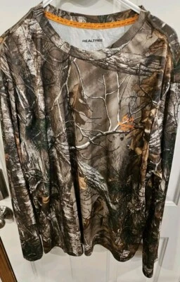 Mens Realtree 2XL 50-52 Polyester Camo Dri More Tech 🦌 Hunting L/S Shirt (41) - Image 1 of 3