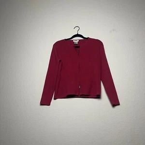 Talbots Strickpullover Damen S rot Reißverschluss Cardigan Baumwolle ausgestellte Ärmel Preppy - Bild 1 von 12