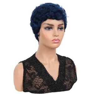 Peluca pixie unisex negra súper corta negra cónica corte corto - Imagen 1 de 16