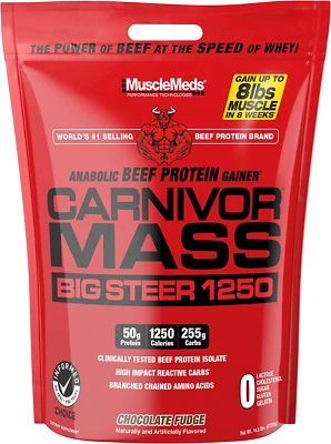 Cubo MuscleMeds Carnivor Mass Chocolate Big Steer 1250, 15 lb Foto 1 de 4
