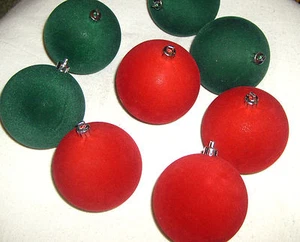 Lot of 8 Christmas Ball Ornaments - red & green - 3" diameter - Picture 1 of 3