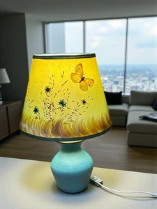Vintage Van Briggle Keramik Lampe Schmetterling Schirm türkis Glasur 12" neu verkabelt - Bild 1 von 20