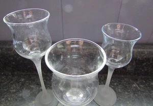 VINTAGE ICED CRYSTAL TRIO VOTIVE CANDLE HOLDERS PARTYLITE RETIRED - Picture 1 of 4