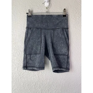 Aerie Chill Play Move XS Gray Wash High Waisted Pocket Bike Shorts - Picture 1 of 4