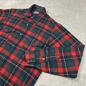 Camisa Pendleton Para Hombres 15.5 MT 100% Lana Virgen Tartán Franela a Cuadros Rojo Verde - Imagen 1 de 12