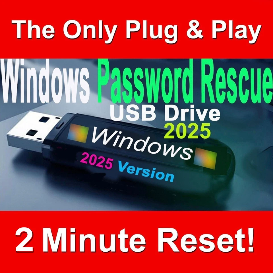 2025 Windows Password 2 min Reset USB. Win 11, 10, 8.1, 8, 7, XP, Vista, Server - Image 1 of 3