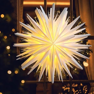 Weihnachtsstern Beleuchtet 3D Papierstern 45cm Fensterdeko Weihnachten Weiß - Bild 1 von 16