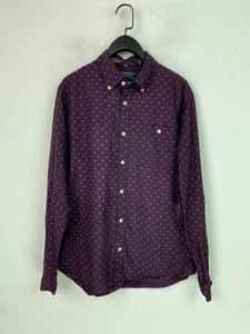 Hammond & Co Purple Geometric Slim Fit Long Sleeve Button Collar Shirt UK  M - Picture 1 of 12
