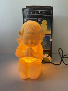 Vintage 1985 Angel Wings Praying Girl Night Light Lamp 23cm Soft Velvet Feel - Picture 1 of 24