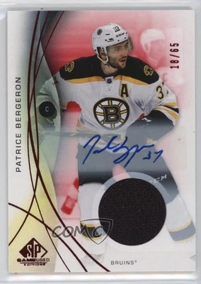 2024 Upper Deck SP Game Used Legends Red Jersey /65 Patrice Bergeron #174 Auto - Image 1 of 2