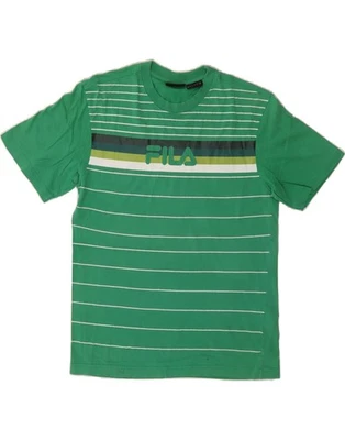 Camiseta Top FILA Para Hombre Gráfica Pequeña Verde Rayas Algodón BM06 Foto 1 de 4