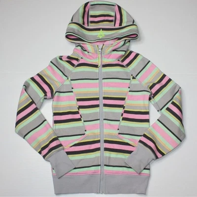 Ivivva by Lululemon Girl's Good In the Hood Stripe Hoodie Sweatshirt Top size 8 - Image 1 of 4