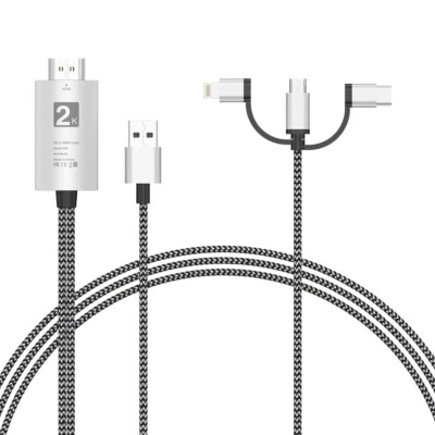 UCable -HDMI to Micro USB Cable 3 in 1 Screen Mirroring Adapter Cable For iPhone - Image 1 of 4