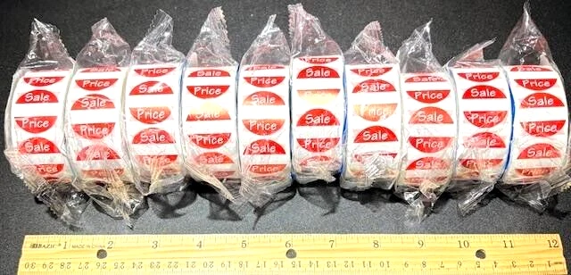 ⭐¡LIQUIDACIÓN/AHORRA!⭐ (10 ROLLOS) DE 500 ETIQUETAS DE PRECIO DE VENTA PEGATINAS ETIQUETAS TIENDA MINORISTA Foto 1 de 4
